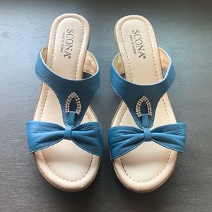 Heeled leather sandals with rhinestones